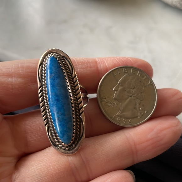 SOLD Native American Vintage Denim Lapis Ring - Picture 4 of 9
